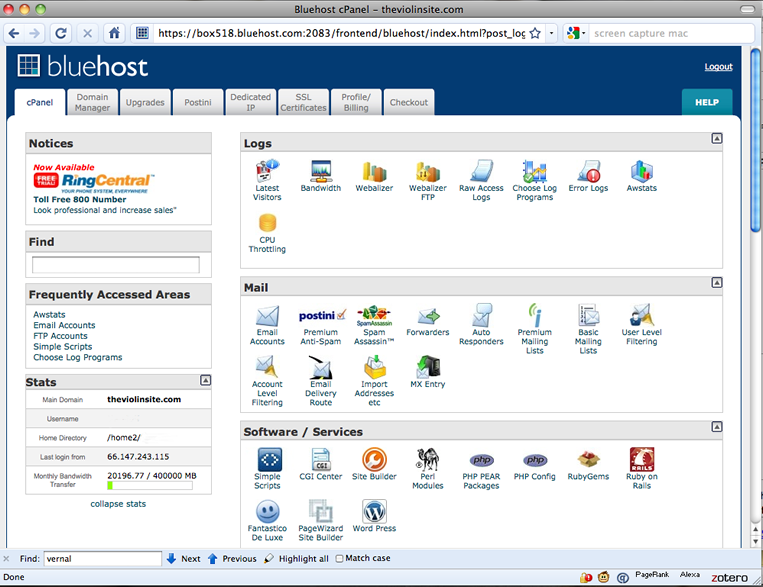 cpanel blue host