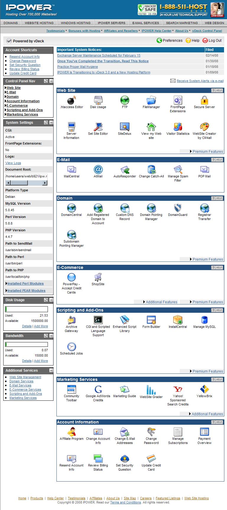 ipower control panel