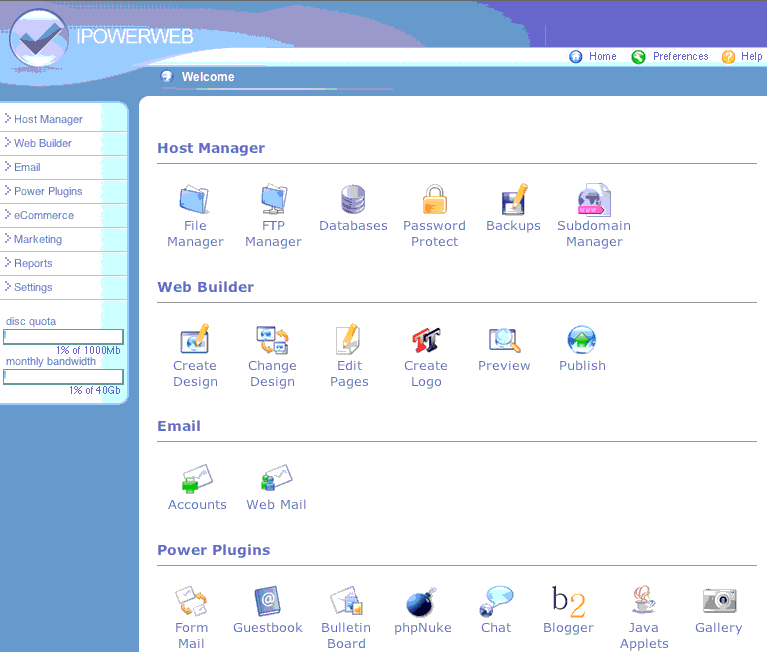 ipower web control panel