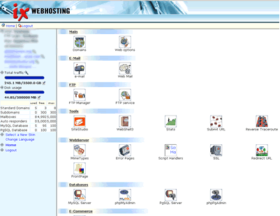 ix web hosting control panel